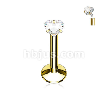 316L Surgical Steel Heart CZ Prong Set PVD Over All 316L Internally... - Image 2