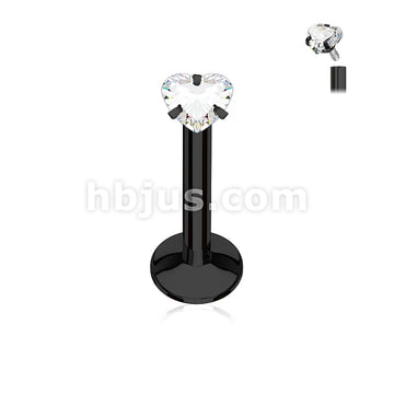 316L Surgical Steel Heart CZ Prong Set PVD Over All 316L Internally... - Image 3