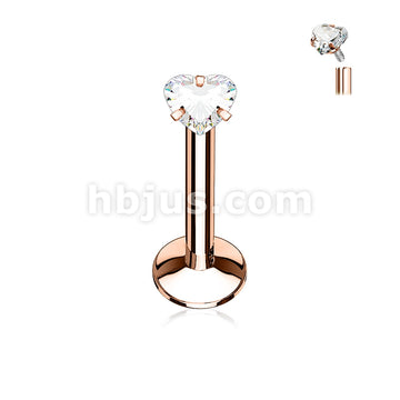316L Surgical Steel Heart CZ Prong Set PVD Over All 316L Internally... - Image 4