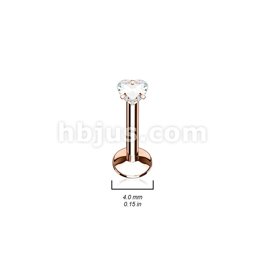 316L Surgical Steel Heart CZ Prong Set PVD Over All 316L Internally... - Image 5