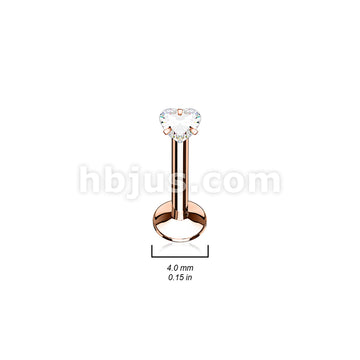 316L Surgical Steel Heart CZ Prong Set PVD Over All 316L Internally... - Image 5