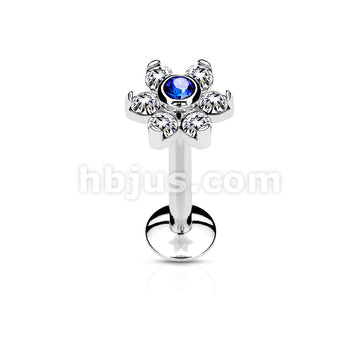 All 316L Surgical Steel Internally Threaded 6-Gem Flower Top... - Image 4