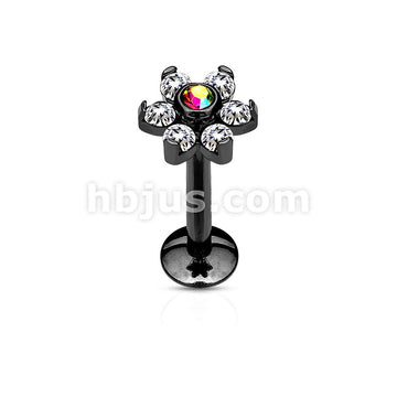 IP OverAll 316L Surgical Steel Internally Threaded 6-Gem Flower Top... - Image 3