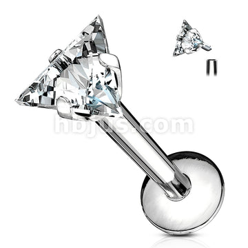 316L Surgical Steel Triangle CZ Prong Set 316L Internally Threaded... - Image 2