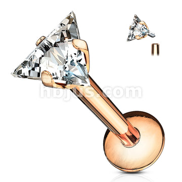316L Surgical Steel Triangle CZ Prong Set 316L Internally Threaded... - Image 5