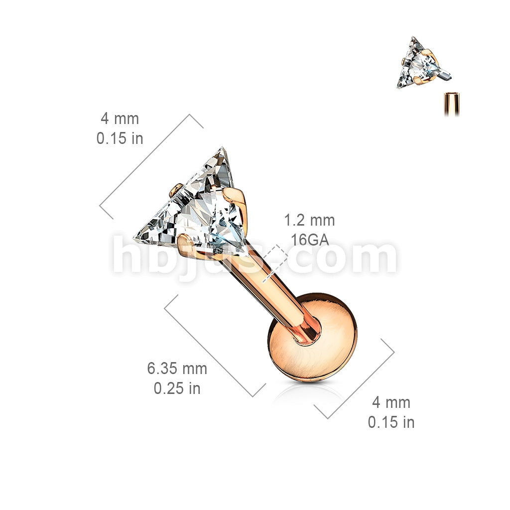 316L Surgical Steel Triangle CZ Prong Set 316L Internally Threaded... - Image 6