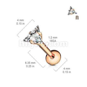 316L Surgical Steel Triangle CZ Prong Set 316L Internally Threaded... - Image 6