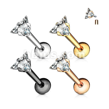316L Surgical Steel Triangle CZ Prong Set 316L Internally Threaded... - Image 7