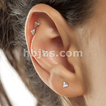 316L Surgical Steel Triangle CZ Prong Set 316L Internally Threaded... - Image 8