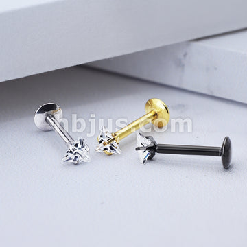 316L Surgical Steel Triangle CZ Prong Set 316L Internally Threaded... - Image 9