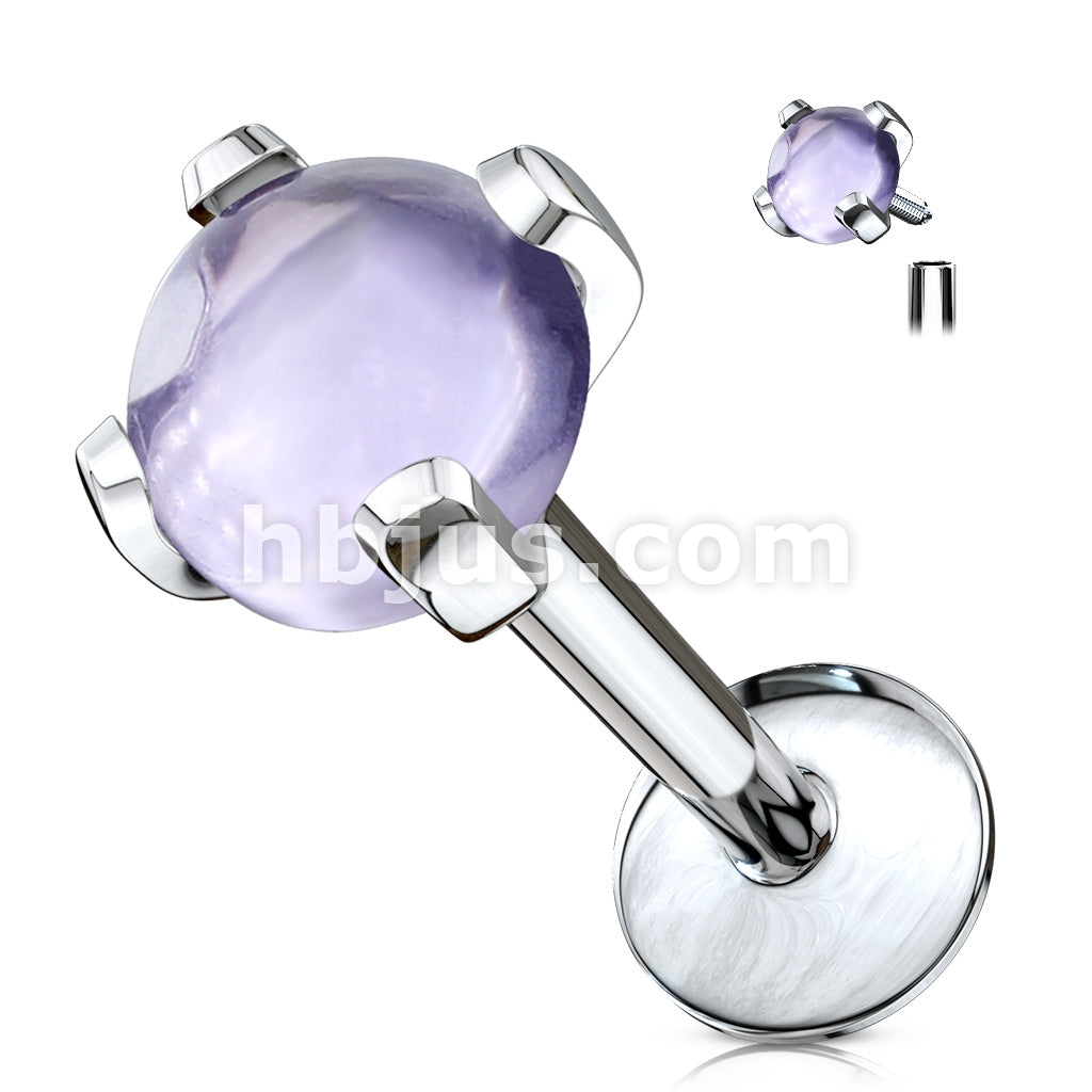 316L Surgical Steel Semi Precious Stone Prong Set 316L Internally... - Image 2