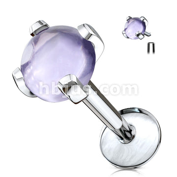 316L Surgical Steel Semi Precious Stone Prong Set 316L Internally... - Image 2