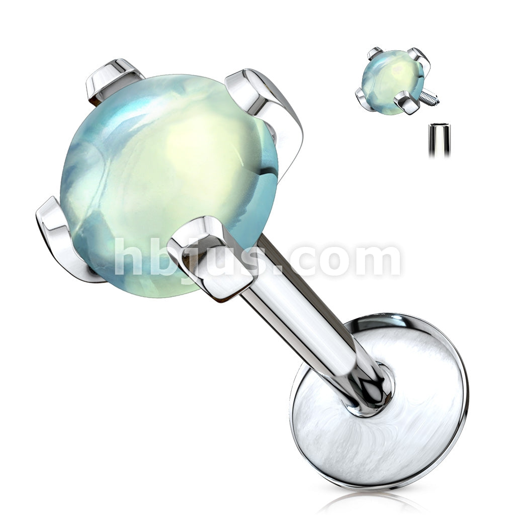 316L Surgical Steel Semi Precious Stone Prong Set 316L Internally... - Image 4