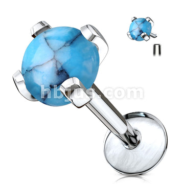 316L Surgical Steel Semi Precious Stone Prong Set 316L Internally... - Image 6