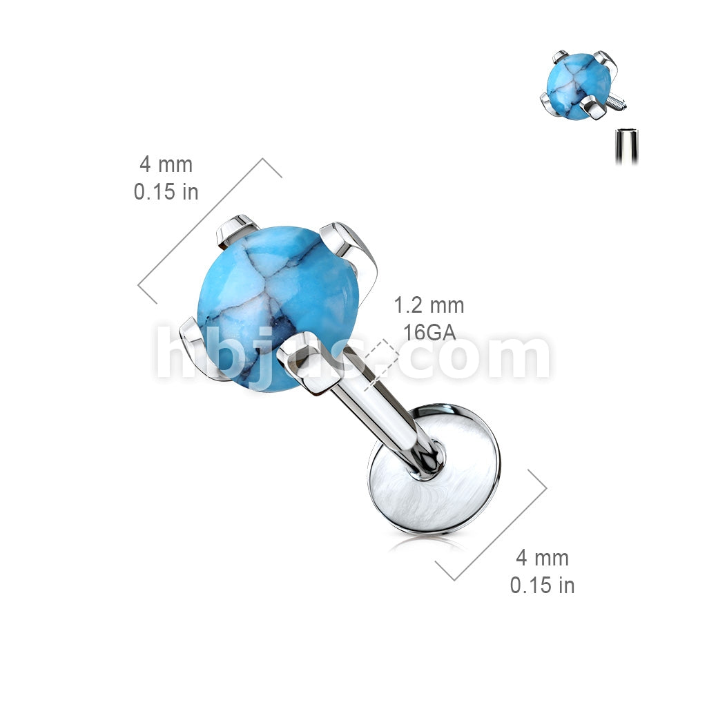 316L Surgical Steel Semi Precious Stone Prong Set 316L Internally... - Image 8