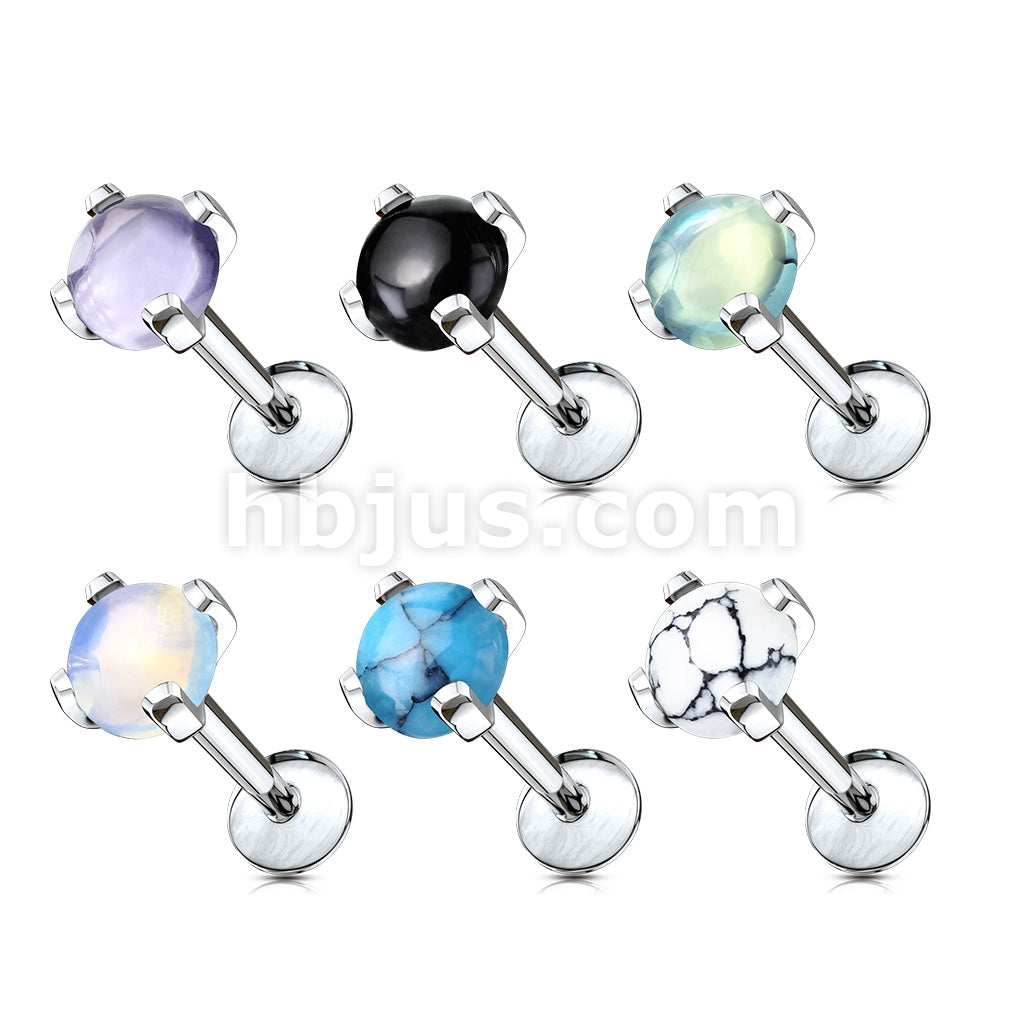 316L Surgical Steel Semi Precious Stone Prong Set 316L Internally... - Image 9