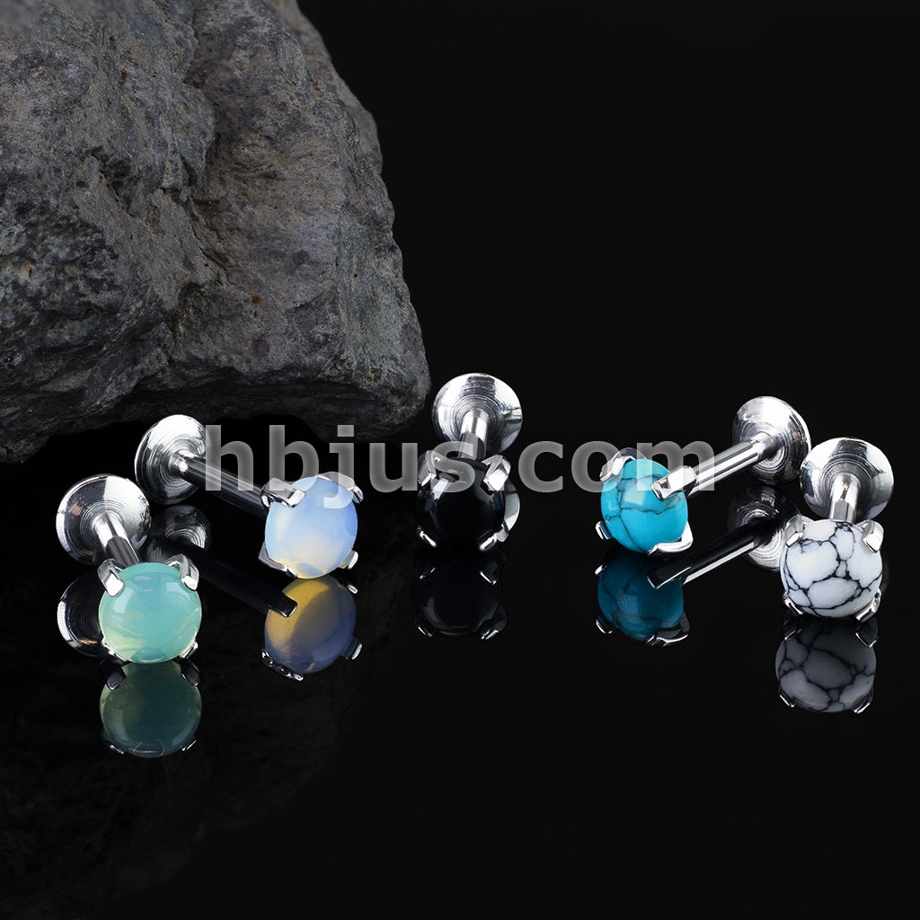 316L Surgical Steel Semi Precious Stone Prong Set 316L Internally... - Image 11