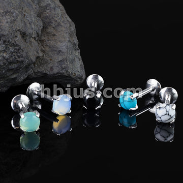 316L Surgical Steel Semi Precious Stone Prong Set 316L Internally... - Image 11