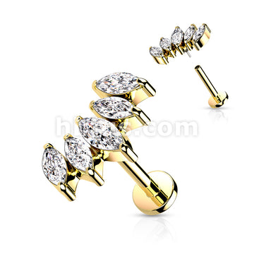 5 Marquise CZ Fan Set Curved Top With Internally Threaded All316L... - Image 3