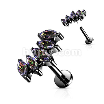 5 Marquise CZ Fan Set Curved Top With Internally Threaded All316L... - Image 4