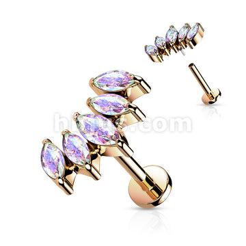5 Marquise CZ Fan Set Curved Top With Internally Threaded All316L... - Image 5