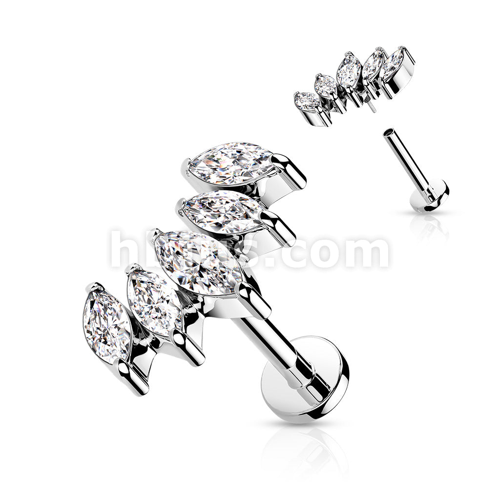 5 Marquise CZ Fan Set Curved Top With Internally Threaded All316L... - Image 6