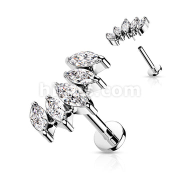 5 Marquise CZ Fan Set Curved Top With Internally Threaded All316L... - Image 6