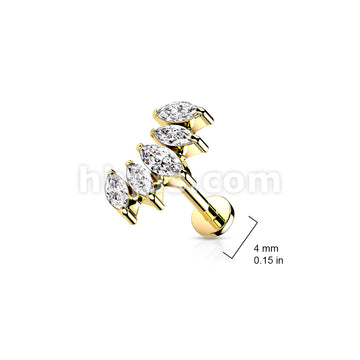5 Marquise CZ Fan Set Curved Top With Internally Threaded All316L... - Image 7