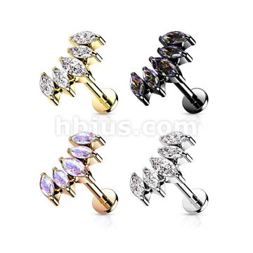 5 Marquise CZ Fan Set Curved Top With Internally Threaded All316L... - Image 8