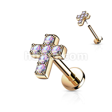 6 CZ Cross Top With Internally Threaded All316L Surgical Steel Flat... - Image 5