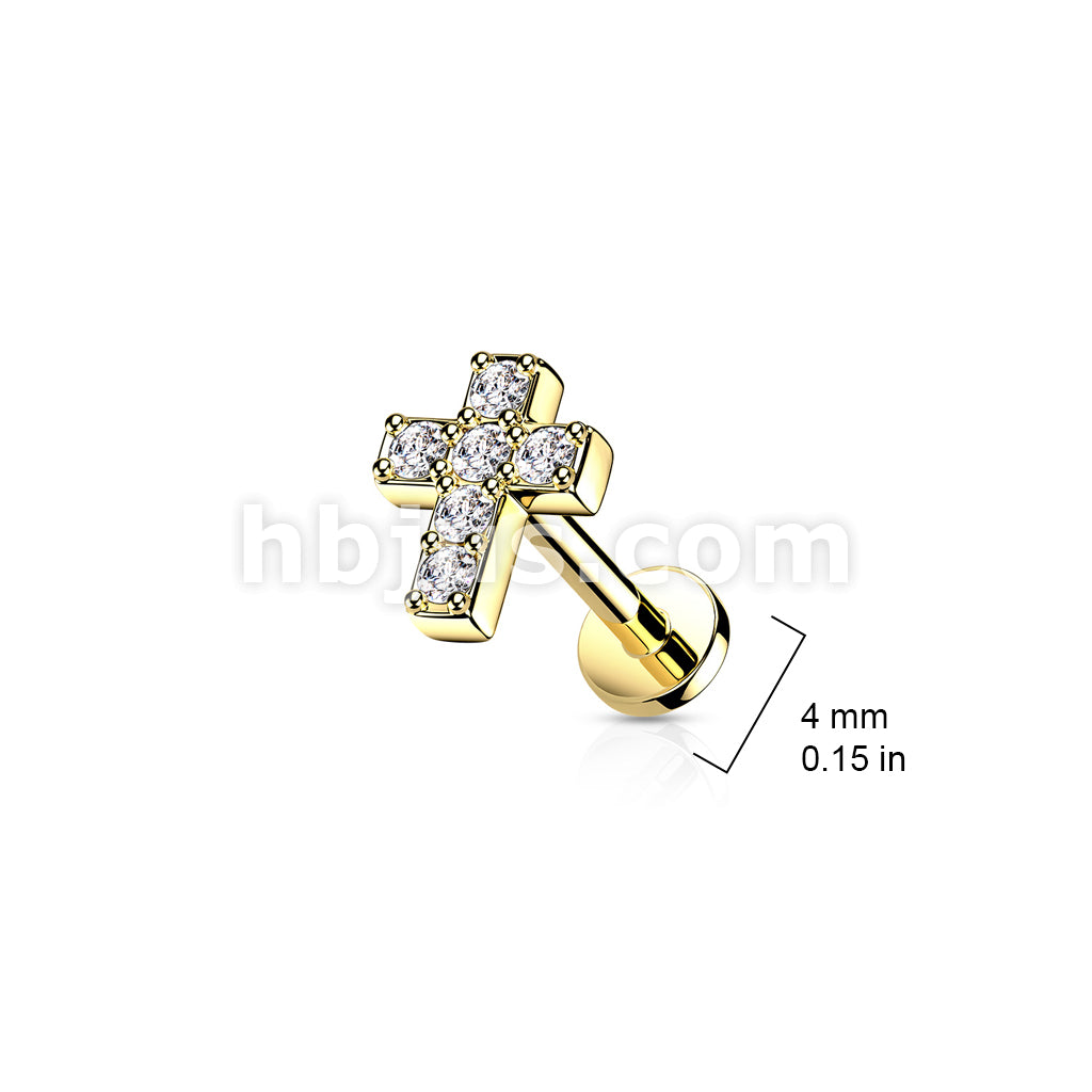 6 CZ Cross Top With Internally Threaded All316L Surgical Steel Flat... - Image 7