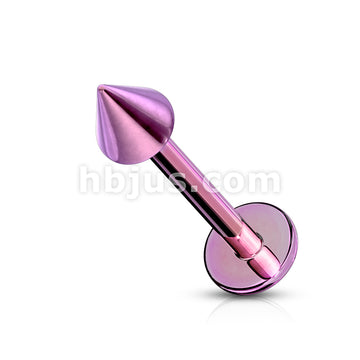 316L Surgical Steel Spike Top Labret Titanium Ion Plated Over 316L... - Image 3
