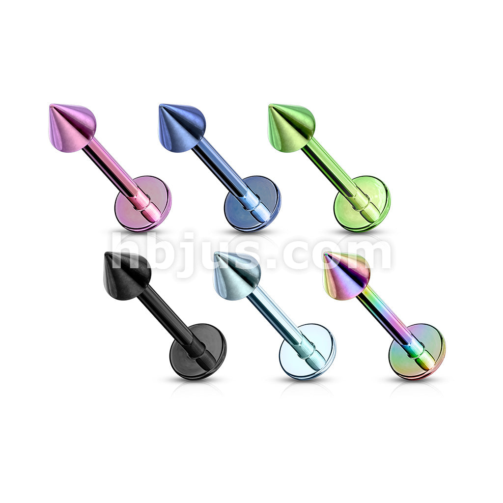 316L Surgical Steel Spike Top Labret Titanium Ion Plated Over 316L... - Image 9