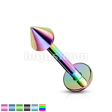 316L Surgical Steel Spike Top Labret Titanium Ion Plated Over 316L... - Image 2
