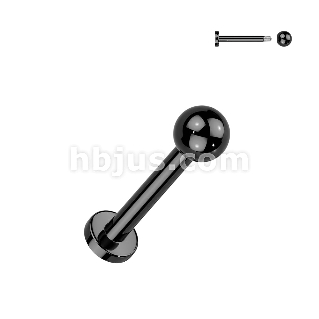 316L Surgical Steel Externally Threaded Black PVD 3mm Base Labret Flat... - Image 2