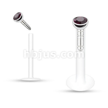 Acrylic Push-in Labret/Monroe W/Press Fit Gem Stone - Image 2