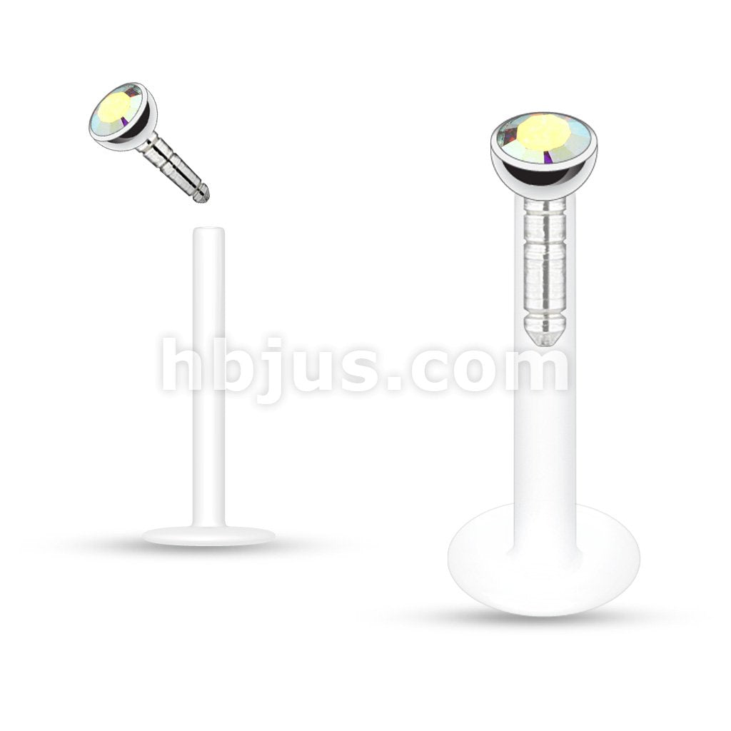 Acrylic Push-in Labret/Monroe W/Press Fit Gem Stone - Image 3