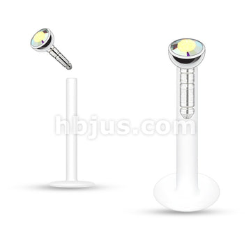 Acrylic Push-in Labret/Monroe W/Press Fit Gem Stone - Image 3