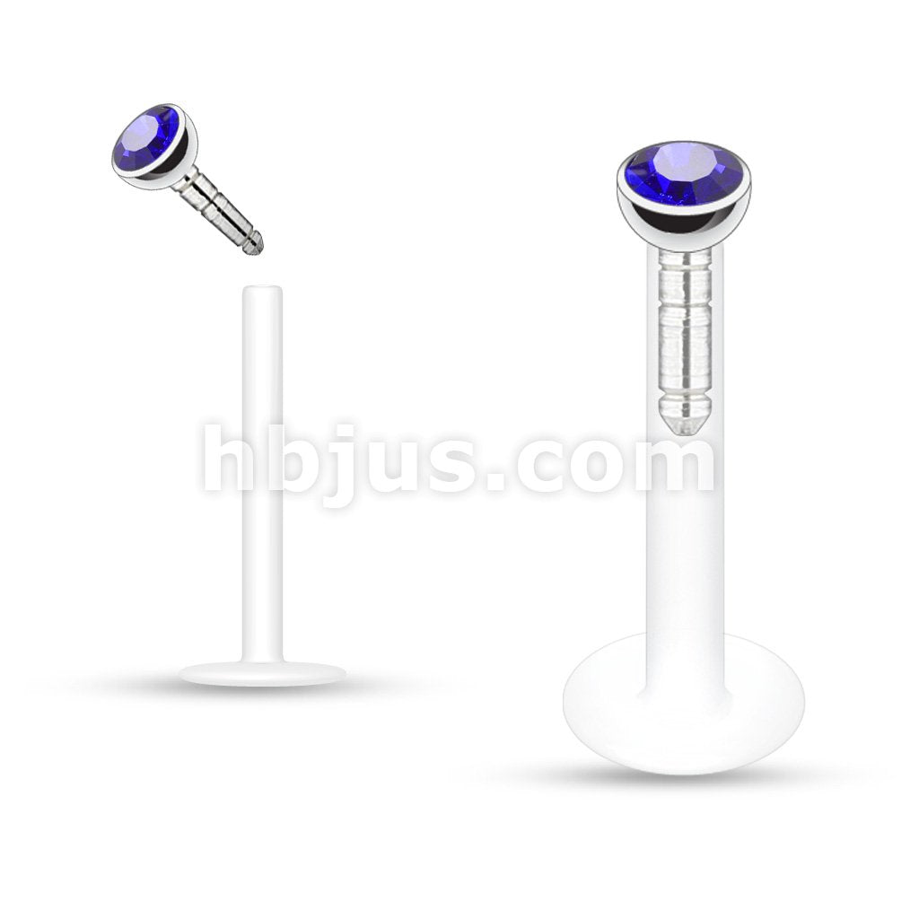Acrylic Push-in Labret/Monroe W/Press Fit Gem Stone - Image 4
