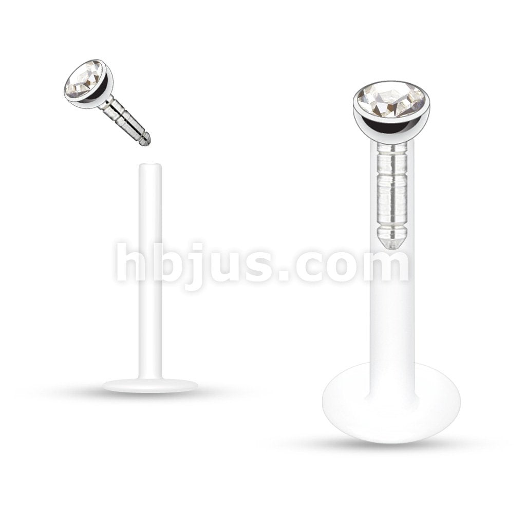 Acrylic Push-in Labret/Monroe W/Press Fit Gem Stone - Image 5