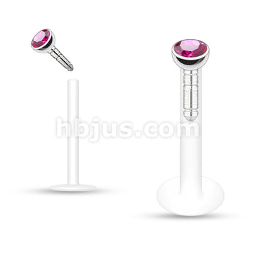 Acrylic Push-in Labret/Monroe W/Press Fit Gem Stone - Image 6