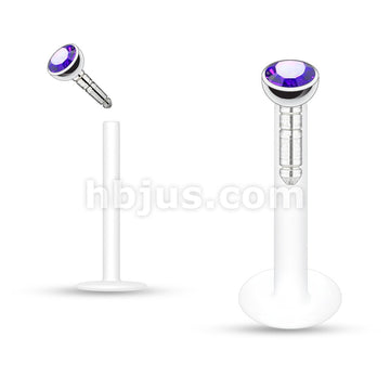 Acrylic Push-in Labret/Monroe W/Press Fit Gem Stone - Image 13