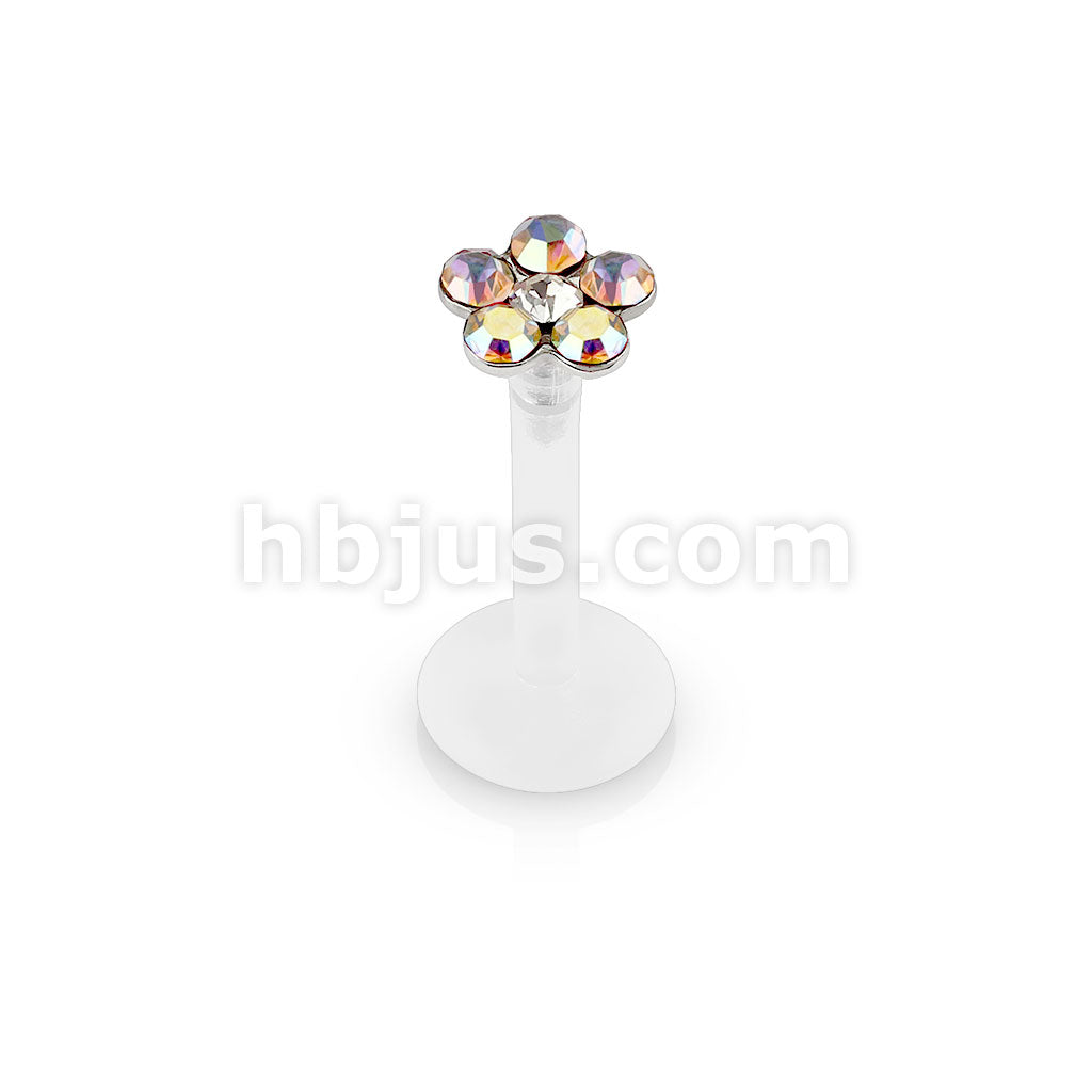 Bioflex 6 Gem Flower Top Flexible Shaft Labret Monroe Stud - Image 2