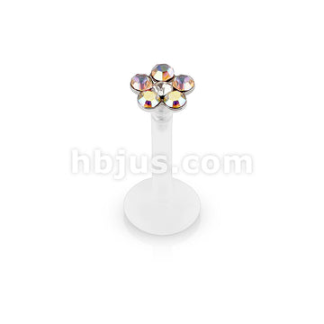 Bioflex 6 Gem Flower Top Flexible Shaft Labret Monroe Stud - Image 2