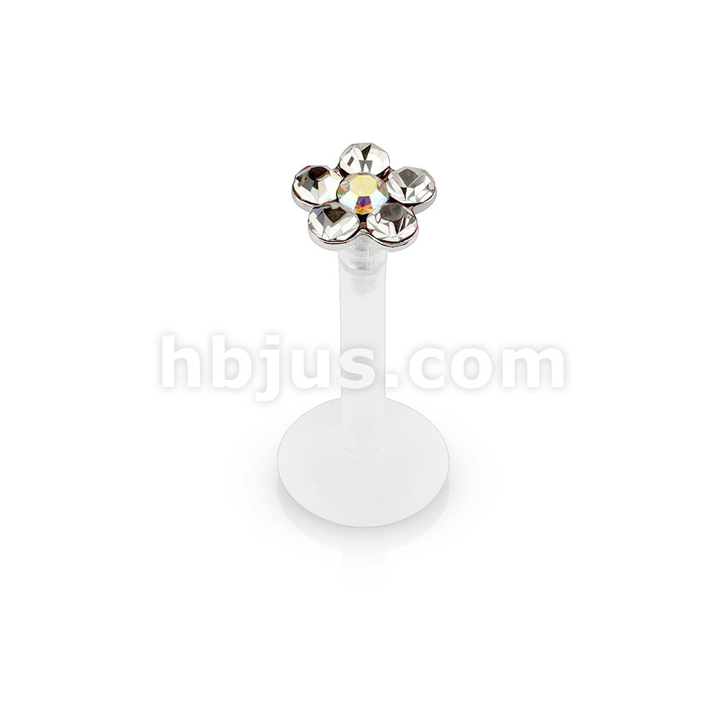 Bioflex 6 Gem Flower Top Flexible Shaft Labret Monroe Stud - Image 3