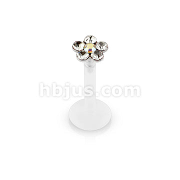 Bioflex 6 Gem Flower Top Flexible Shaft Labret Monroe Stud - Image 3