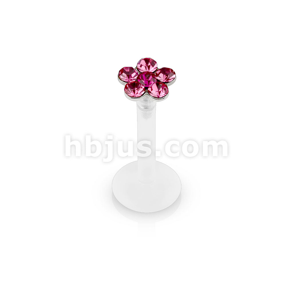 Bioflex 6 Gem Flower Top Flexible Shaft Labret Monroe Stud - Image 4