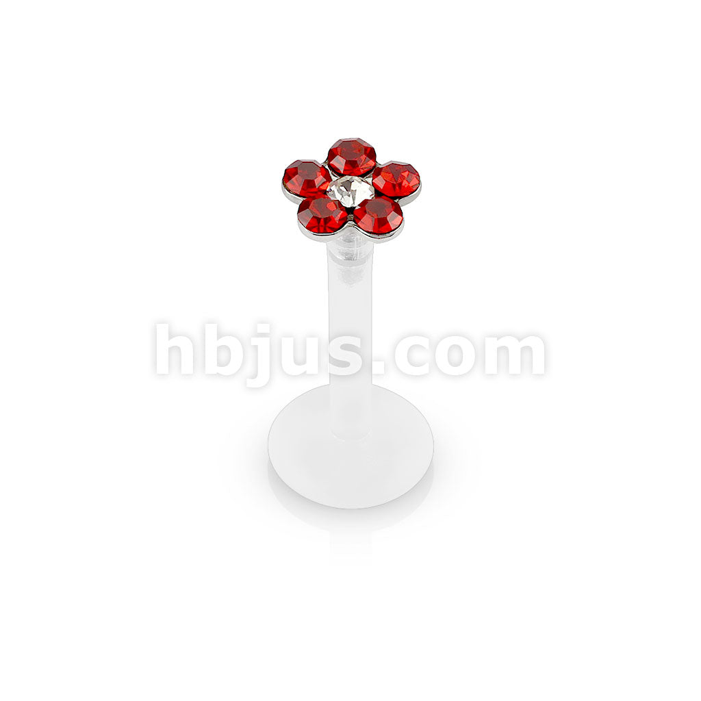 Bioflex 6 Gem Flower Top Flexible Shaft Labret Monroe Stud - Image 6