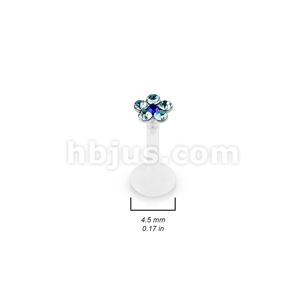 Bioflex 6 Gem Flower Top Flexible Shaft Labret Monroe Stud - Image 7