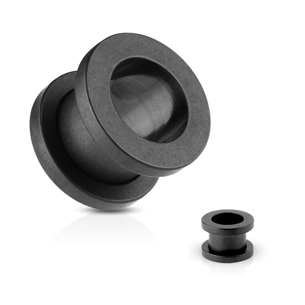 Large Sizes of 316L Surgical Steel Solid Matte Black Double Flared Screw-Fit Tunnel (, 8GA ~ 15/16